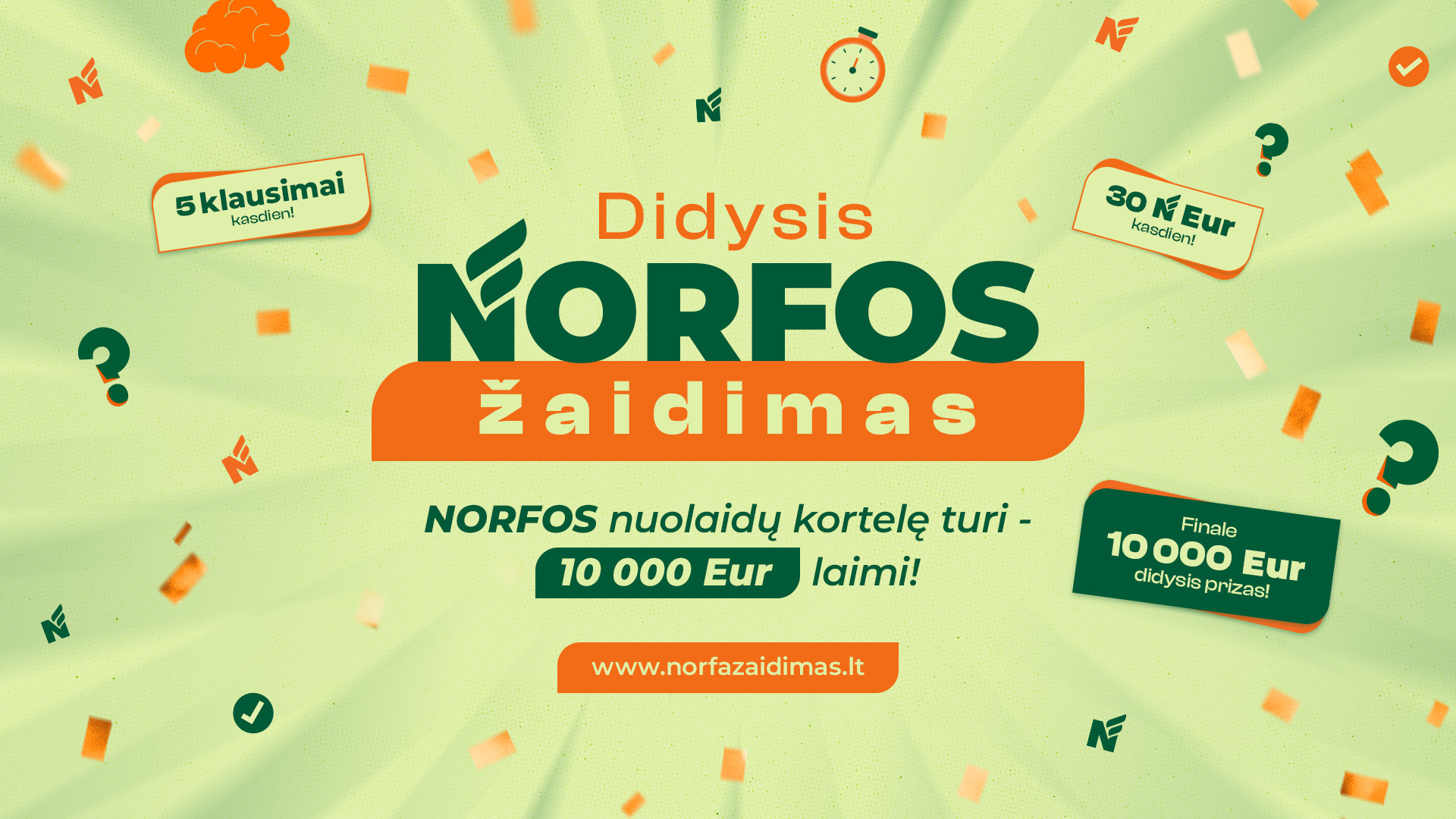 Kasdien po 5 klausimus ir šansas laimėti 10 tūkst. eurų – startuoja „Didysis NORFOS žaidimas“